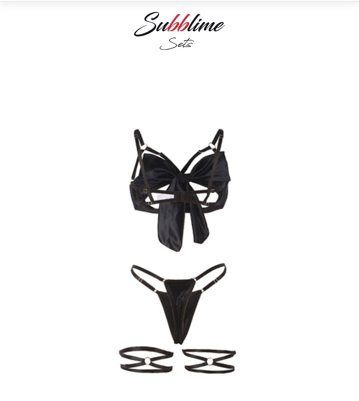 Subblime Sets - Conjunto Lingerie Preto Laço