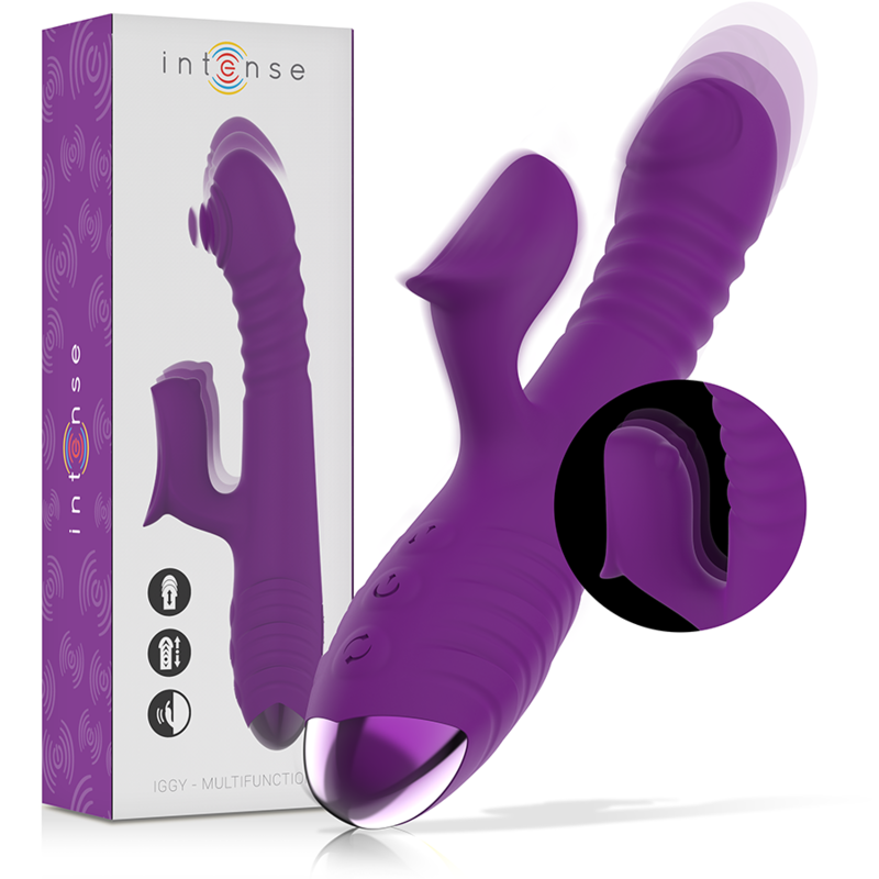 INTENSE - VIBRADOR RECARREGVEL MULTIFUNO IGGY PARA CIMA E PARA BAIXO COM ESTIMULADOR CLITÃRICO ROXO