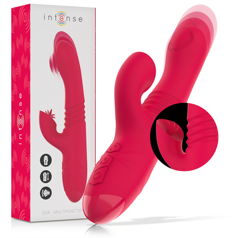 INTENSE - VIBRADOR UP & DOWN RECARREGVEL DUA MULTIFUNO COM LÃNGUA VERMELHA