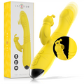 INTENSE - VIBRADOR MULTIFUNO TOKY PARA CIMA E PARA BAIXO COM ESTIMULADOR CLITÃRICO AMARELO