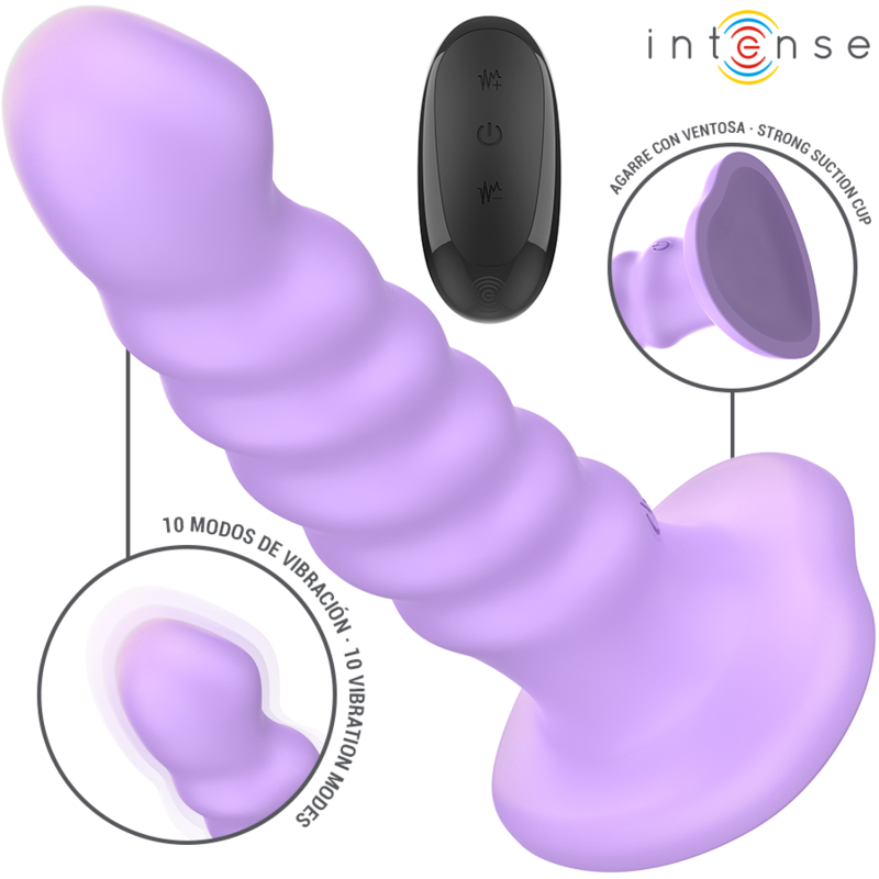 INTENSE - VIBRADOR BRENDA TAMANHO M DESIGN ESPIRAL 10 VIBRAÃÃES ROXO CONTROLE REMOTO